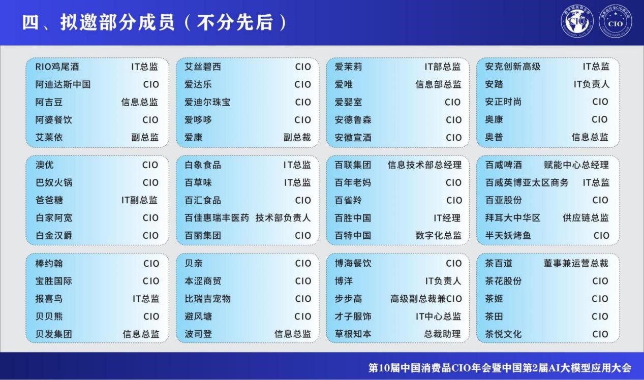 第10届中国消费品CIO年会暨第2届中国AI大模型应用大会重磅来袭！